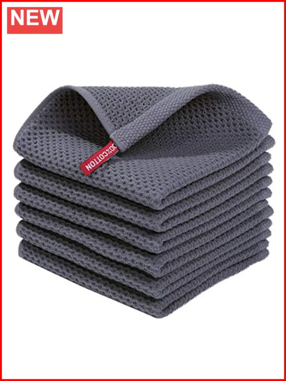 Cotton Waffle Weave Kitchen Dish Cloths 6-Pack Absorbent 12x12